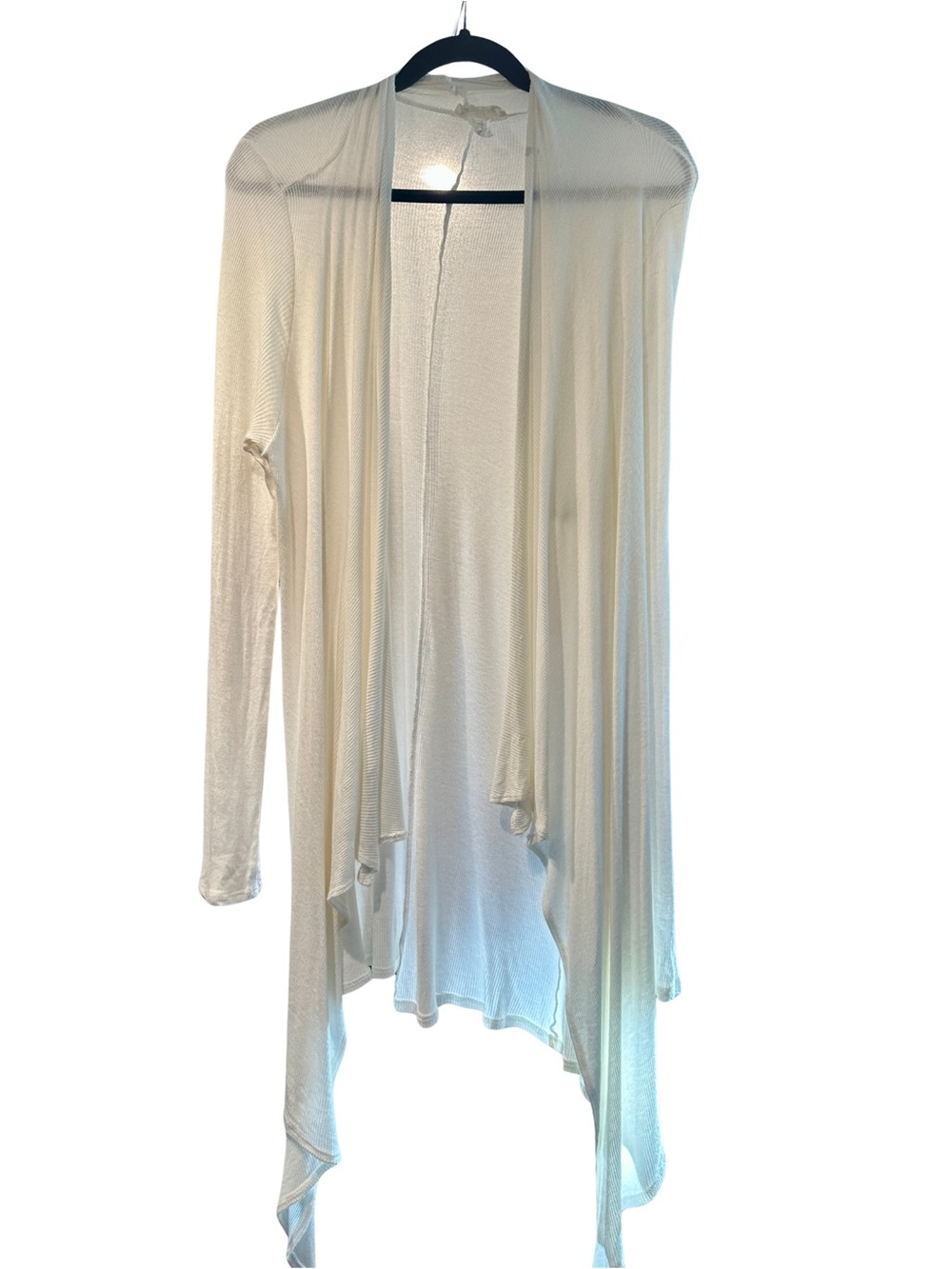 Open-Front Lightweight Cream Draped Cardigan